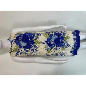 XS Cara Cara Mackenzie Blue Floral Shift Dress Mod Botanical Sleeveless